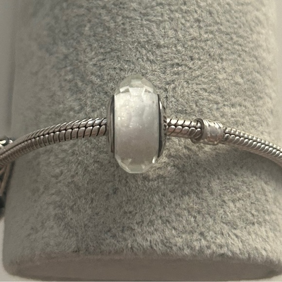Pandora White Faceted Fascinating Glass Bead Charm - Picture 3 of 8